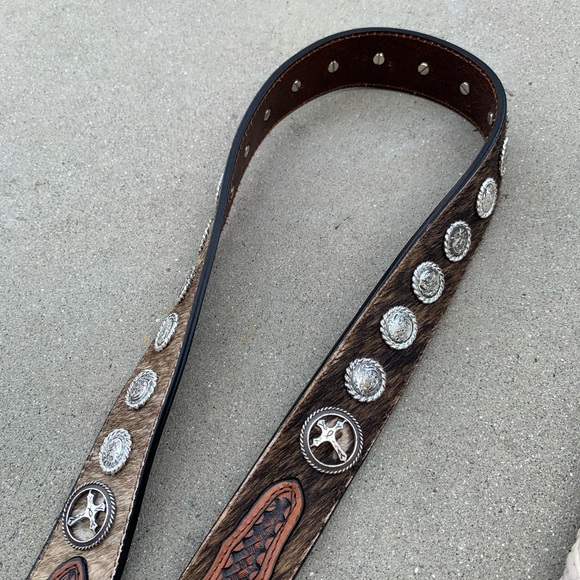 Accessories Vintage Western Horse Hair Leather Studded Belt Poshmark